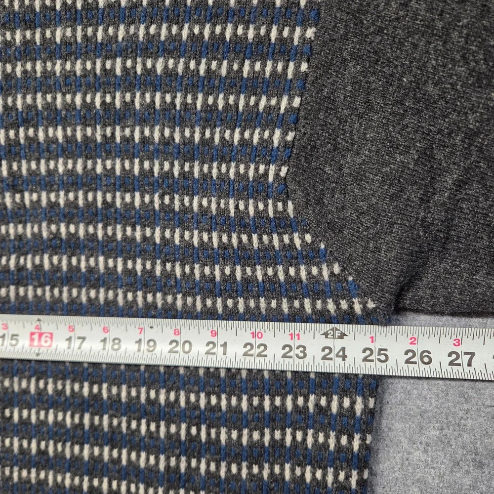 Bobby Jones Players Mens XL 100% Lambswool Quarter Zip Sweater Grey Blue Knit